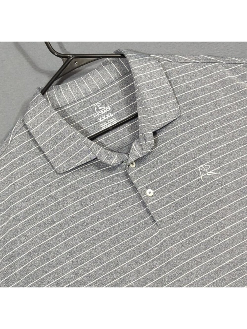 Rhoback Polo Shirt Men's 3XL Gray Striped Short Sleeve Performance Stretch Golf